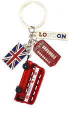 Metal Double Decker Bus Charms Keyring