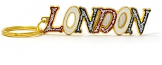 Gold Metal London Sparkle Keyring