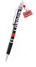 Black I Love London Ballpoint Pen with Red Bus Charm