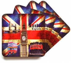 Pack of Four Vintage Union Jack Big Ben Coasters