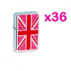 36x Windproof Pink Union Jack Lighters