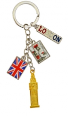 Gold Big Ben and Union Jack Flag Charm Keyring