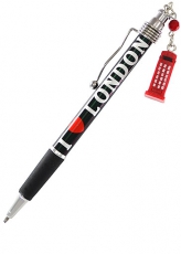 Black I Love London Pen with Red Telephone Box Charm