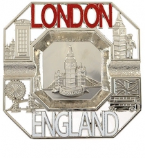 Silver Metal England Souvenir Square Ashtray