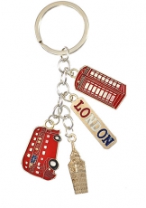 Silver Big Ben and Telephone Box Charms Keyring
