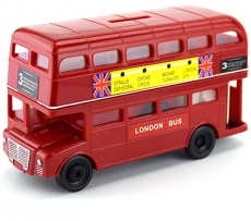 Large Red Double Decker Bus Money Box