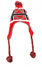 Red Peruvian Style Union Jack Winter Hat with Tassels