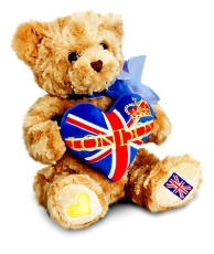 20cm Teddy Bear with Blue Union Jack Heart