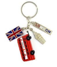 Metal Souvenir 3D London Bus Charm Keyring