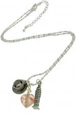 Silver Plated Necklace with Big Ben and English Tea Cup