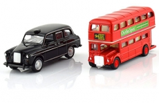 Collectable Diecast Metal Bus and Taxi Model Gift Set