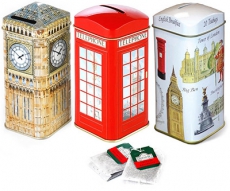 Gift Set of Three Money Boxes with English Tea Bags