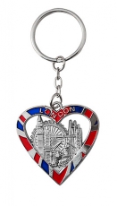 Union Jack Heart London Collage Metal Keyring