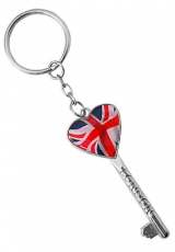 Union Jack Heart Key Shaped Metal Keyring