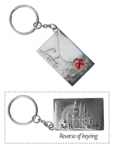 Silver Metal London Gift Envelope Keyring
