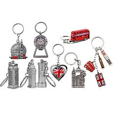 Mix of Nine London Icons Souvenir Key Rings