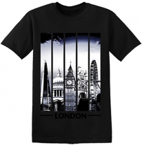 Black London Long Print T Shirt with the Shard