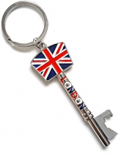 Silver Union Jack London Souvenir Key Shaped Keyring