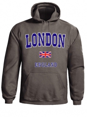 Charcoal Grey London Union Jack Hooded Sweatshirt