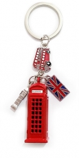 Metal London Red Telephone Box Charm Keyring