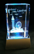 London Crystal Paperweight with Light Stand