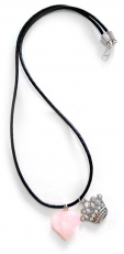 Diamante Crown Necklace with Natural Rose Quartz Heart