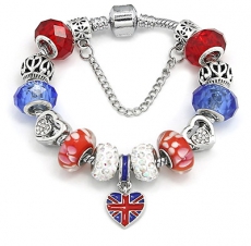 Union Jack Heart Charm Bracelet