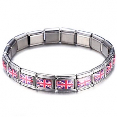 Stainless Steel Silver Union Jack Bracelet