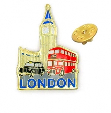 Metal Lapel Pin Badge with Big Ben, Bus, Taxi