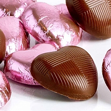 10x Pink Foiled Milk Chocolate Hearts