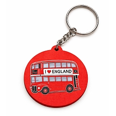 Red England Bus Keyring – Wooden London Souvenir