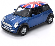 Pullback Dark Blue Union Jack Mini Cooper Model Car