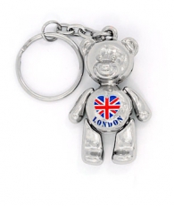 Metal London Teddy Bear Keyring