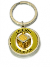 Gold Silver Metal Dice Spinner Keyring