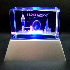 Light Up London Crystal Paperweight with Base