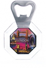Acrylic London Collage Bottle Opener Magnet
