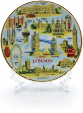 10cm London Scenes Porcelain Plate with Stand