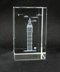 Laser Crystal Paperweight with Big Ben