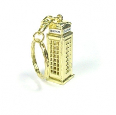 Gold Metal Souvenir Telephone Box Keyring