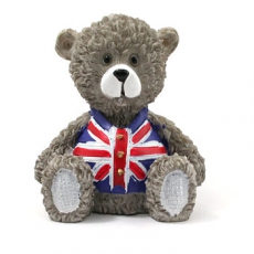 Grey Union Jack Teddy Bear Ornament   