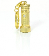 Gold Metal Post Box Keyring