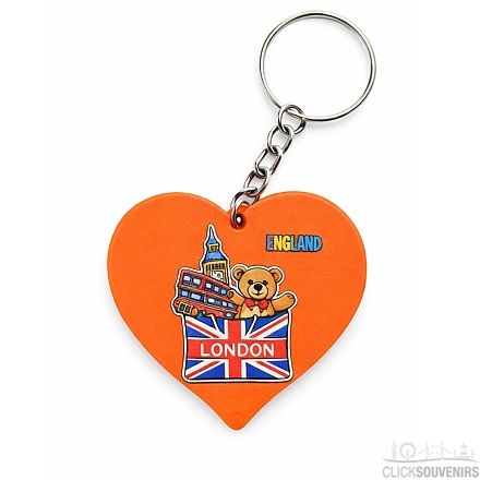 Wooden London Heart Keyring – England Souvenir