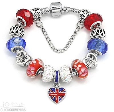 Union Jack Heart Charm Bracelet
