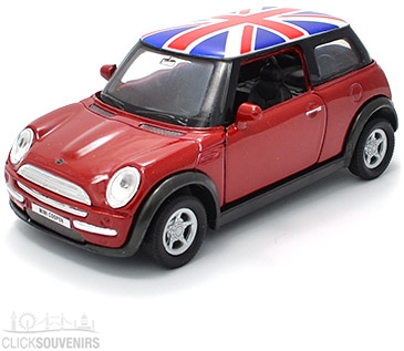 Pullback Dark Red Union Jack Mini Cooper New Model Car