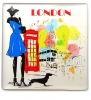 London Lady Illustrations Square Magnet