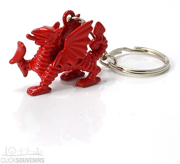 Welsh Red Dragons Cymru Tag Metal Bag Purse Keyring Charm Dragon 