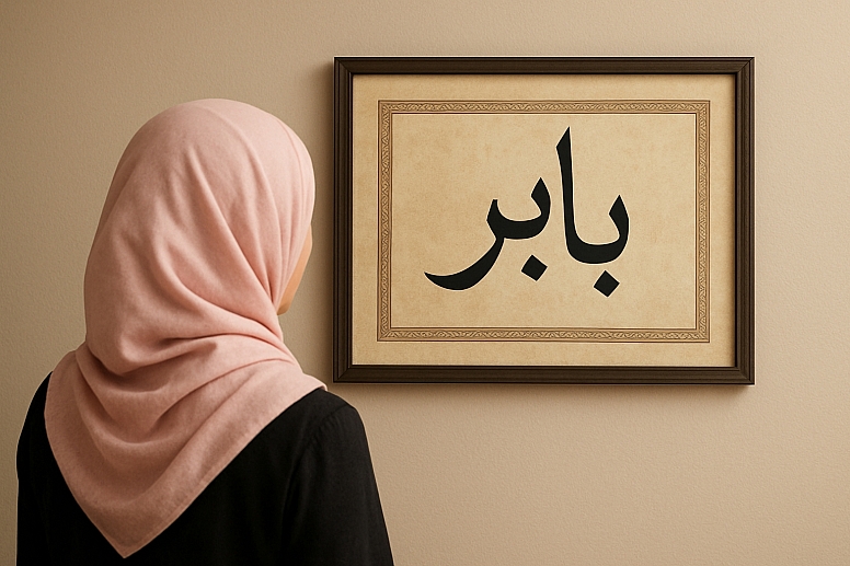 contemplating calligraphy in pink