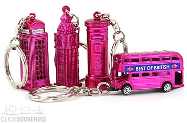 A Gift Set of Pink Iconic London Keyrings